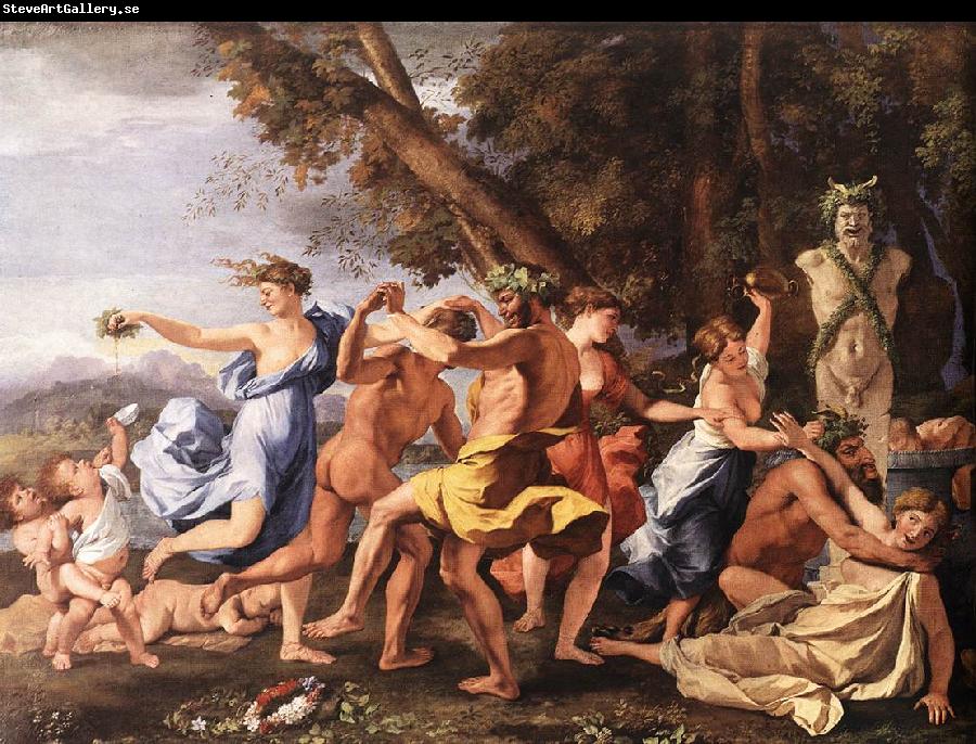 POUSSIN, Nicolas Bacchanal before a Statue of Pan zg